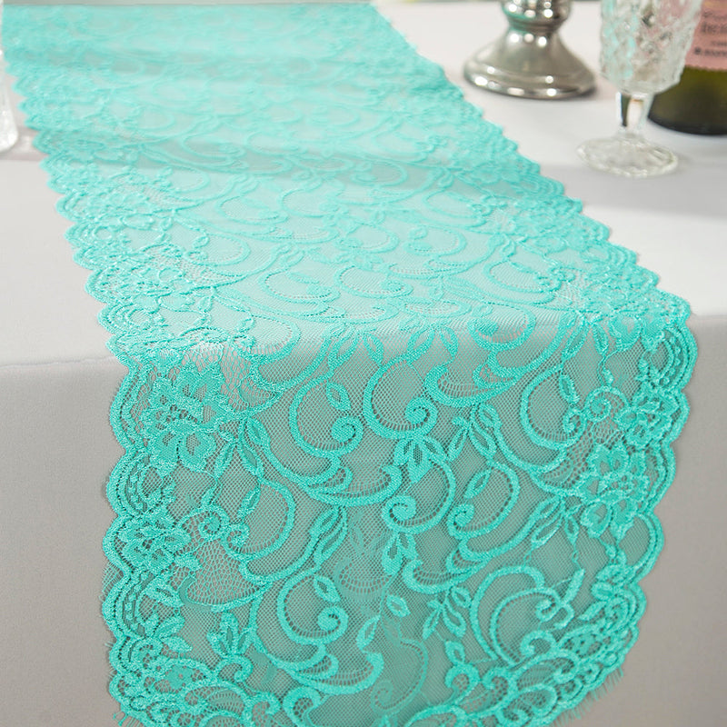 Lace Table Runner 12x108 Tiff Blue/Aqua Blue