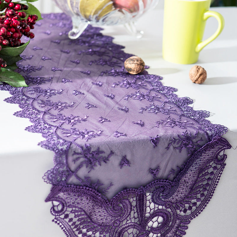 Lace Table Runner 12x108 Eggplant