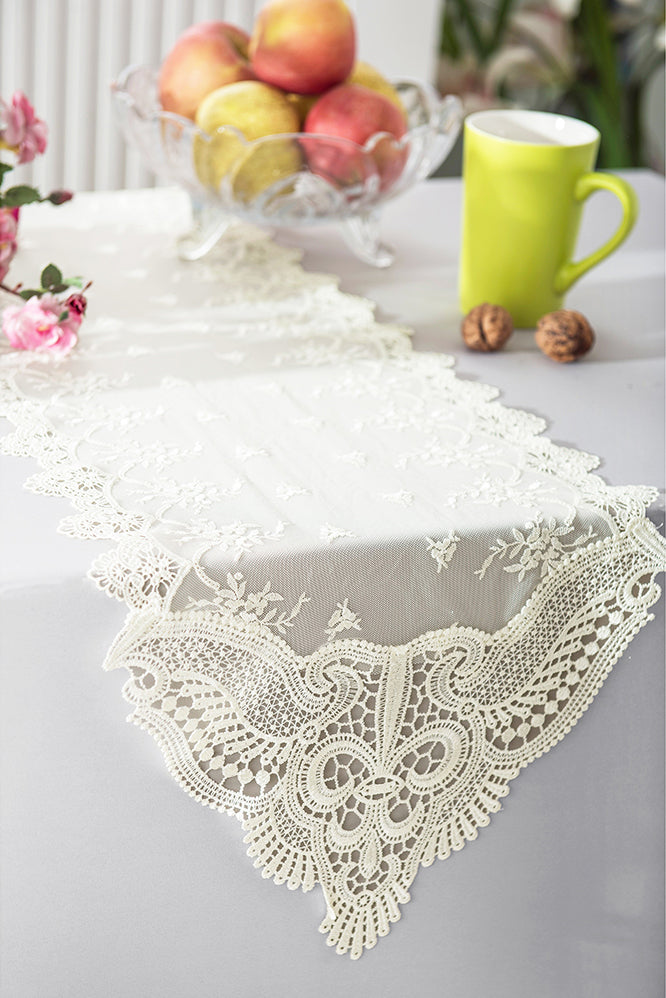 Lace Table Runner 12x108 Ivory