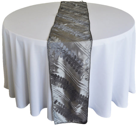 Taffeta Table Runner 12x108 Silver