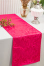 Polyester Table Runner 12x108 Floral Damask Jacquard Fuchsia