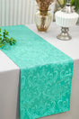 Damask Jacquard Table Runner 12x108 Tiff Blue/Aqua Blue