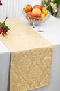 Marquis Damask Polyester Table Runner 12x108 Champagne