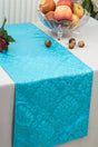 Marquis Damask Polyester Table Runner 12x108 Turquoise