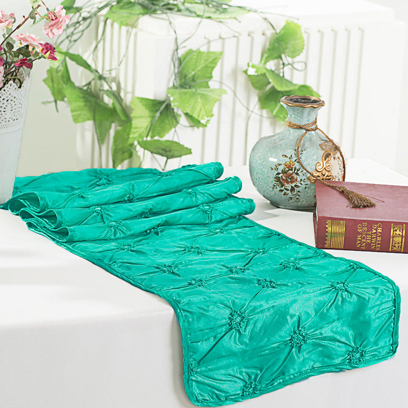 Pinchwheel Taffeta Table Runner 12x108 Jade