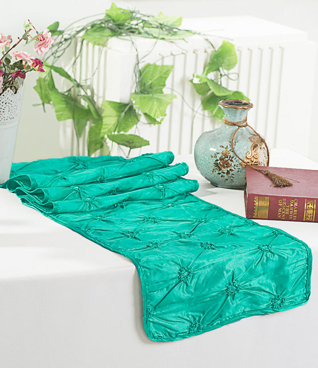 Pinchwheel Taffeta Table Runner 12x108 Jade