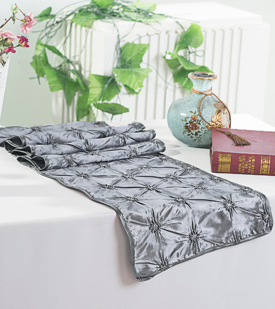 Taffeta Table Runner 12x108 Silver