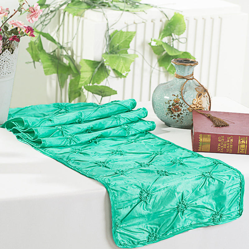 Pinchwheel Taffeta Table Runner 12x108 Tiff Blue/Aqua Blue