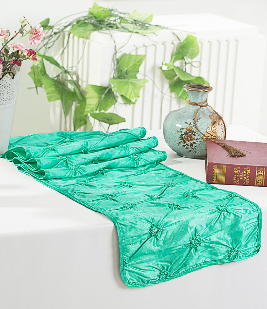 Pinchwheel Taffeta Table Runner 12x108 Tiff Blue/Aqua Blue