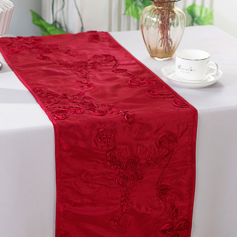 Ribbon Taffeta Table Runner 12x108 Apple Red