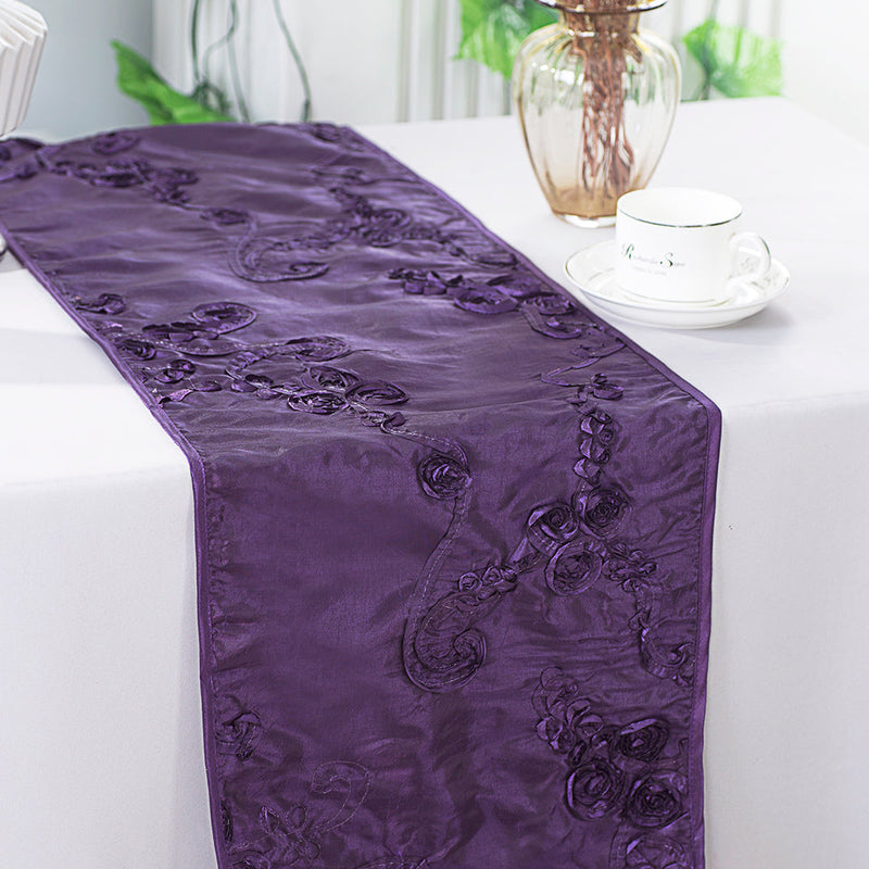 Ribbon Taffeta Table Runner 12x108 Eggplant