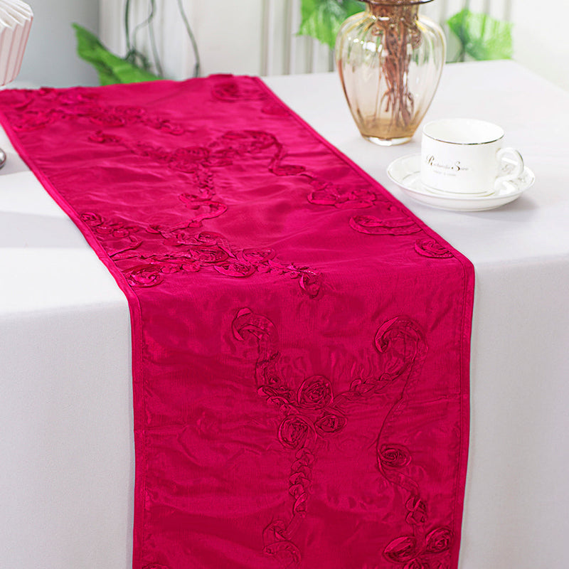 Ribbon Taffeta Table Runner 12x108 Fuchsia