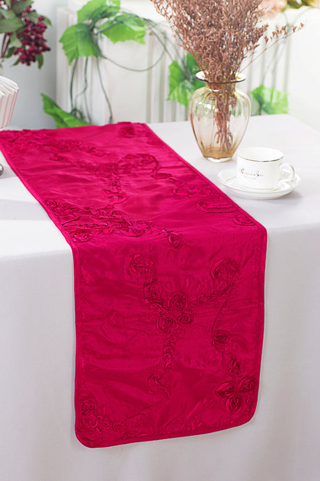 Ribbon Taffeta Table Runner 12x108 Fuchsia