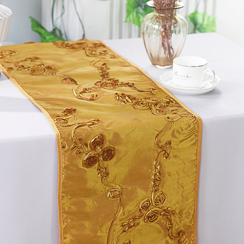 Taffeta Table Runner 12x108 Gold