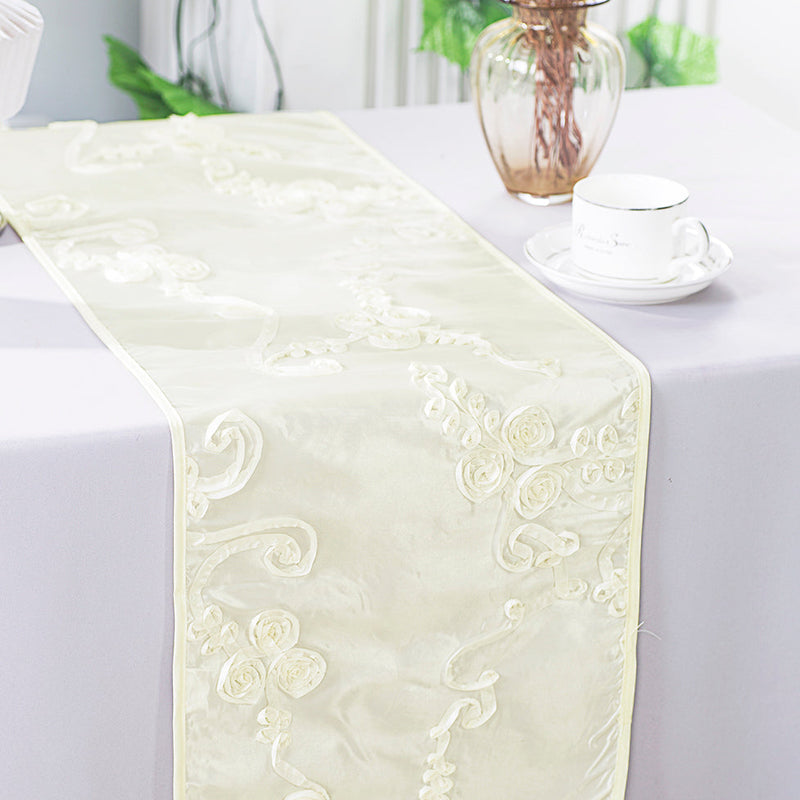 Taffeta Table Runner 12x108 Ivory