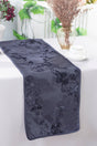 Ribbon Taffeta Table Runner 12x108 Pewter/Charcoal