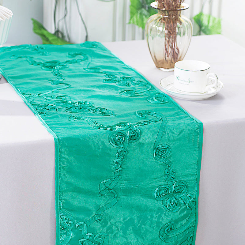 Ribbon Taffeta Table Runner 12x108 Tiff Blue/Aqua Blue