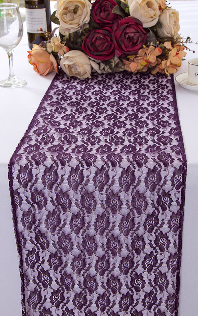 Lace Table Runner 12x108 Eggplant