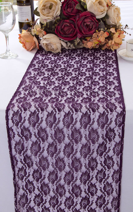 Lace Table Runner 12x108 Eggplant