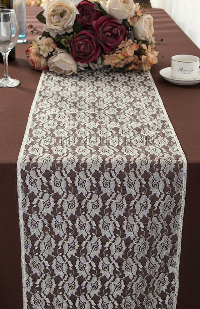 Lace Table Runner 12x108 Ivory