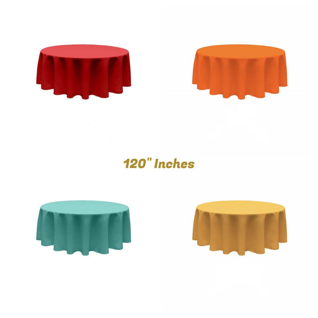 120" Round Poly Poplin Fabric - Seamless Tablecloth, 100% Polyester, 120" Diameter (1 Piece)