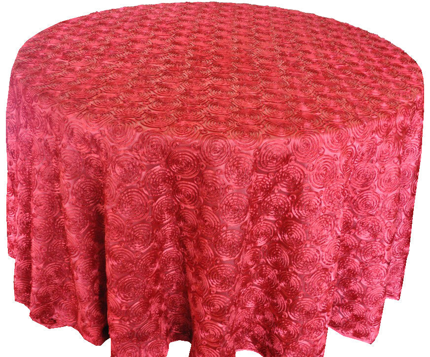 Round Satin Rosette Tablecloth 120" Apple Red