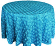 Round Satin Rosette Tablecloth 120" Turquoise