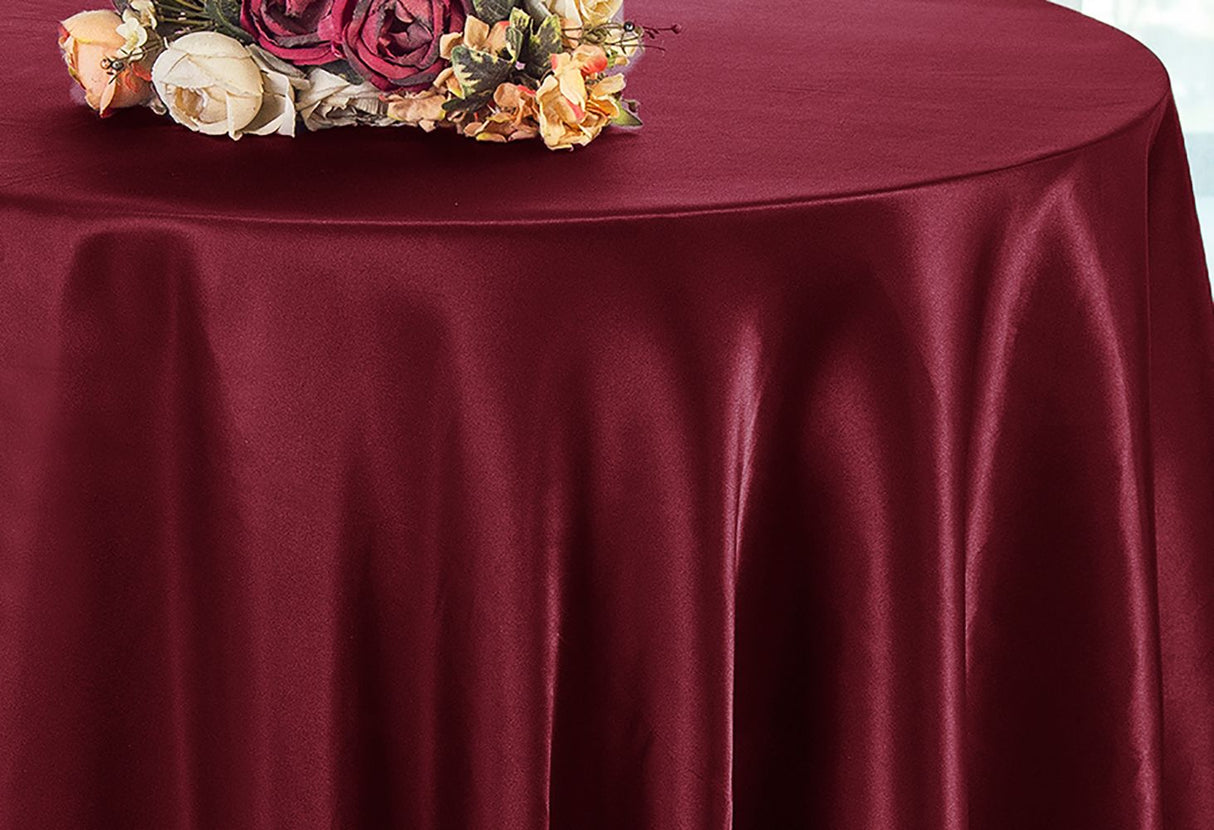 Round Satin Tablecloth 120 Burgundy