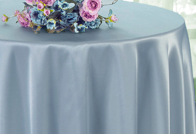 Round Satin Tablecloth 120 Dusty Blue
