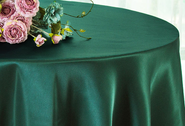 Round Satin Tablecloth 120" Hunter Green