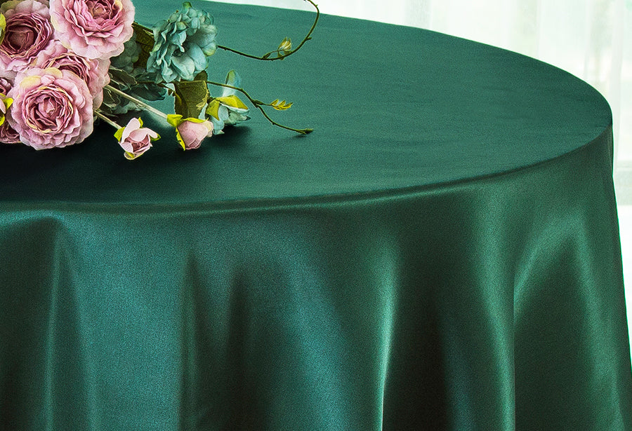 Round Satin Tablecloth 90" Hunter Green