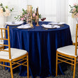 Round Velvet Tablecloth 120" Navy Blue