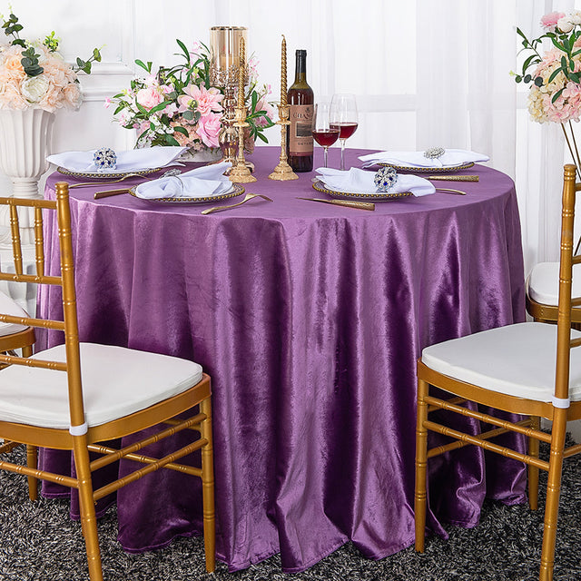Round Velvet Tablecloth 120" Victoria Lilac/Lavender