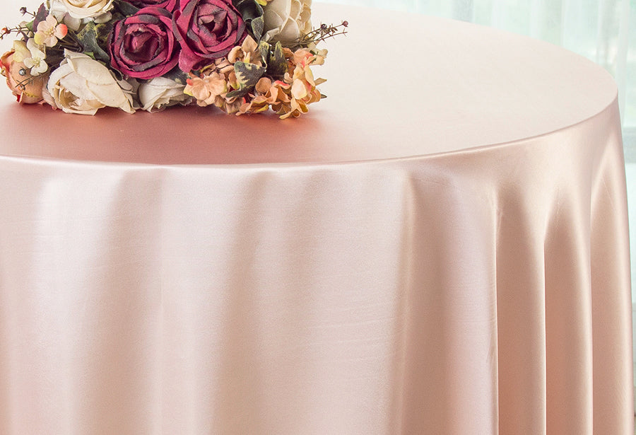 Round Satin Tablecloth 120" Blush Pink