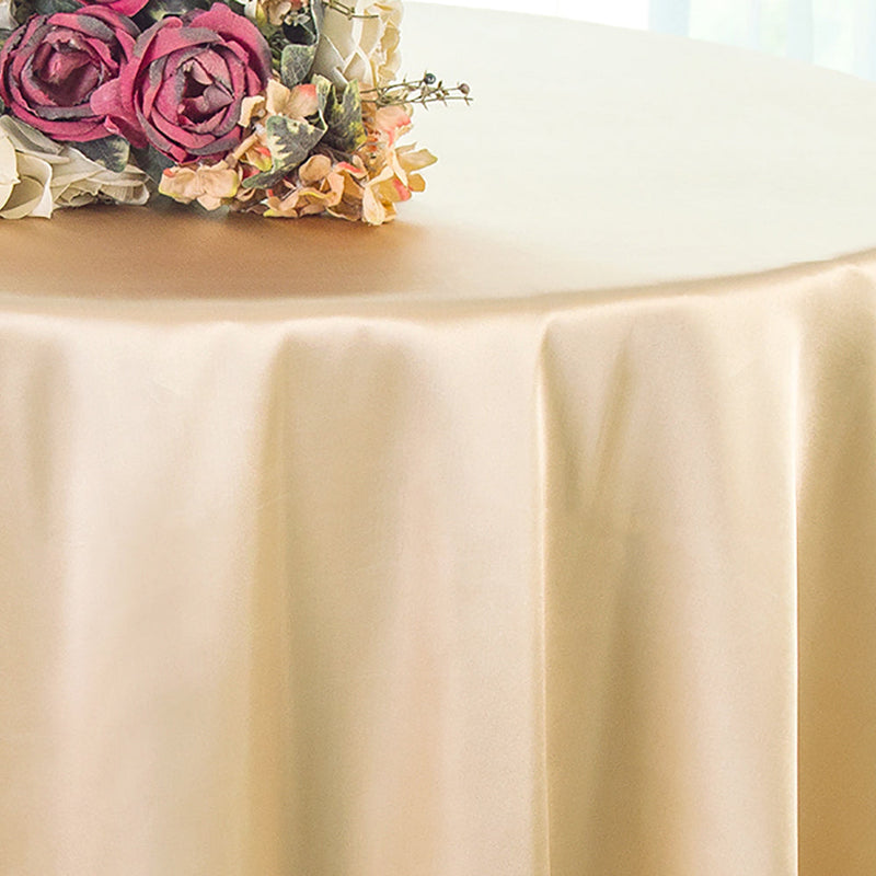 Round Satin Tablecloth 90 Inch Champagne