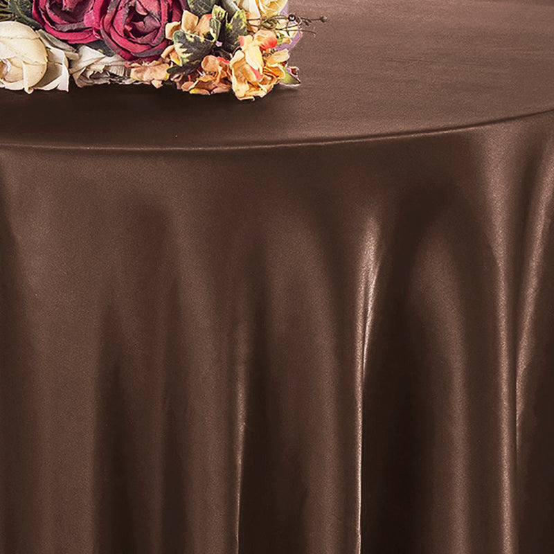 Round Satin Tablecloth 120" Chocolate