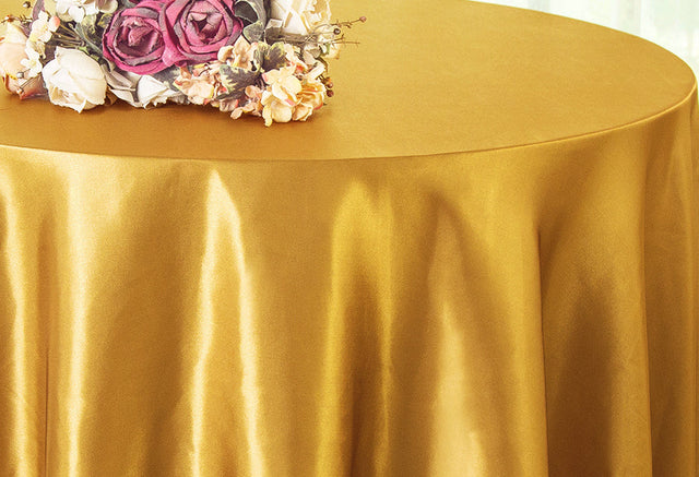 Round Satin Tablecloth 120" Gold