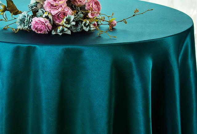 Round Satin Tablecloth 120" Peacock