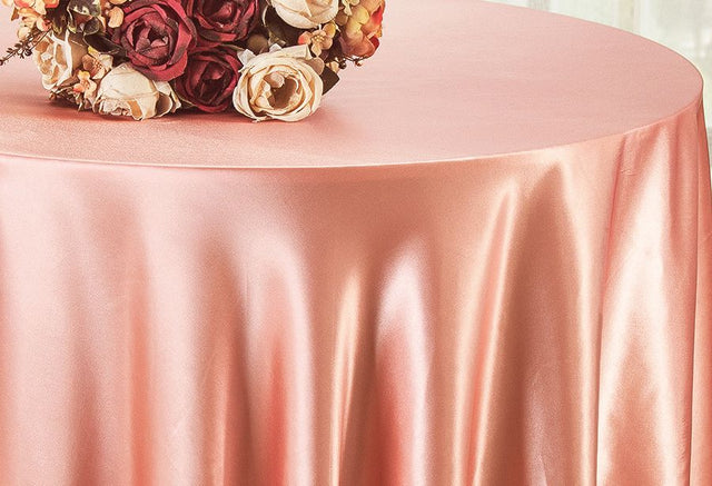 Round Satin Tablecloth 90" Rose Pink