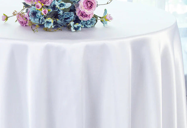 Round Satin Tablecloth 90" White