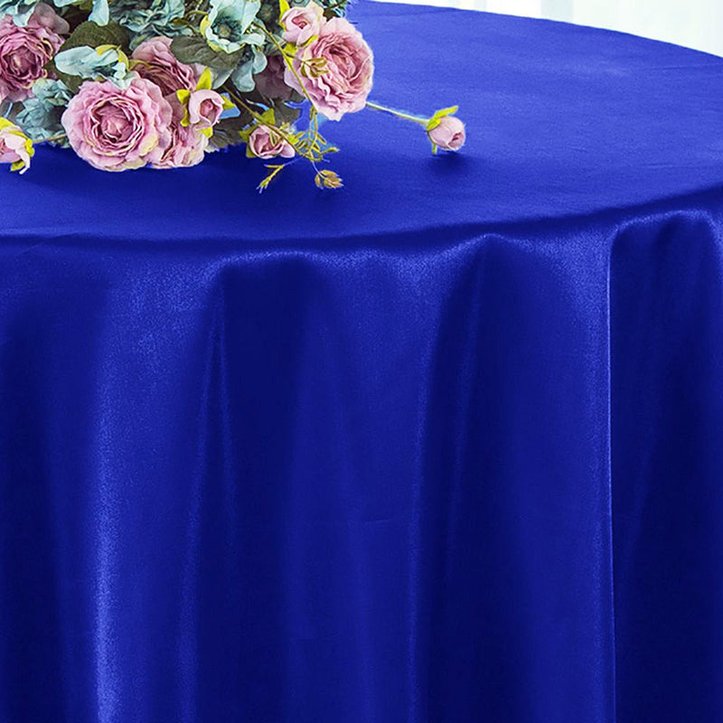 Round Satin Tablecloth 120" Royal Blue