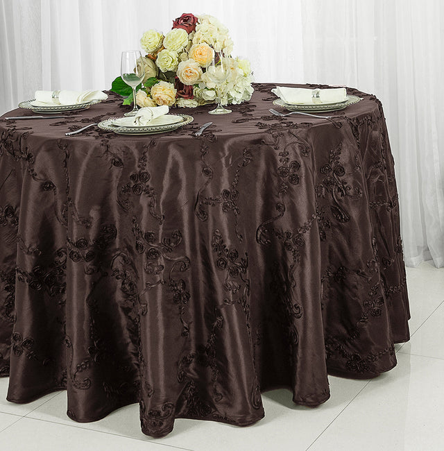 Round Taffeta Tablecloth 120" Chocolate
