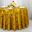 Round Ribbon Taffeta Tablecloth 132" Gold