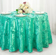 Round Ribbon Taffeta Tablecloth 120" Tiff Blue/Aqua Blue