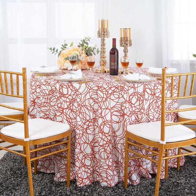 Round Whirl Scuba Wrinkle-Free Tablecloth