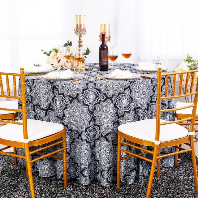 Round Scuba Tablecloth 120" Seamless Wrinkle-Free Black