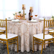 Round Scuba Tablecloth 132" Champagne