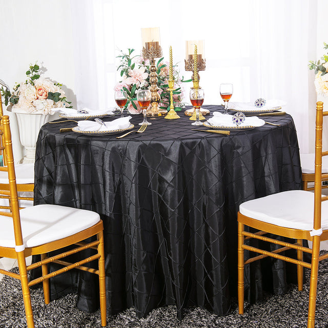 Round Pintuck Taffeta Tablecloth Black 108