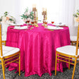 Round Pintuck Taffeta Tablecloth 132" Fuchsia