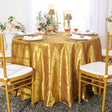 Round Pintuck Taffeta Tablecloth 90" Gold